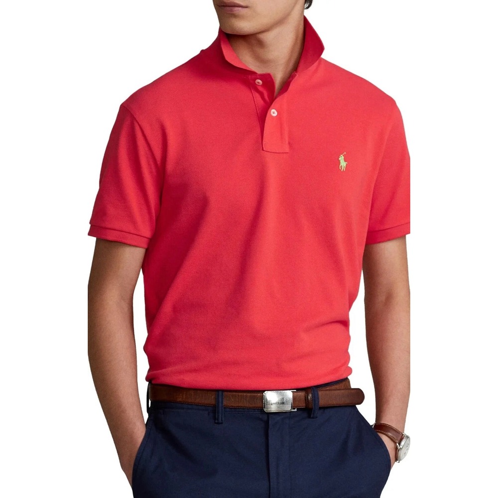Polo Ralph Lauren‎ Mens 4XB Salmon Pink Coral Short Sleeve Pique Polo Shirt Logo